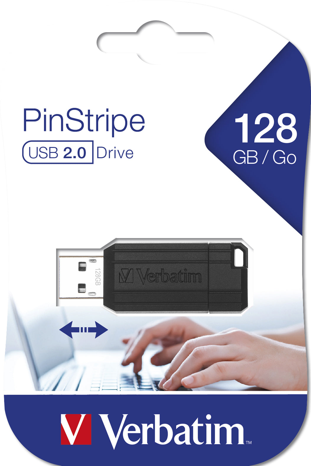 Verbatim PinStripe USB Drive 128GB USB 2.0 USB stick Sort