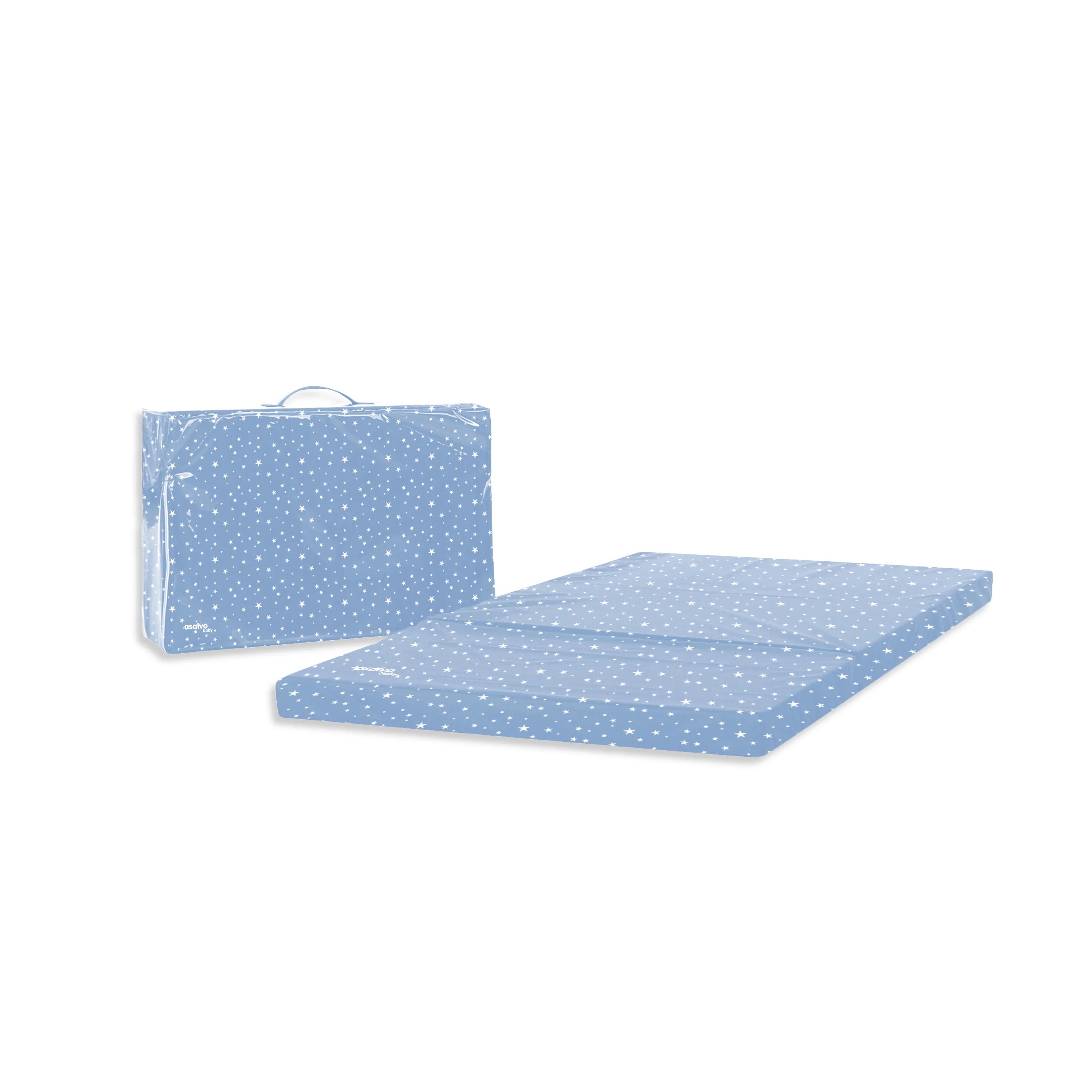 Foldemadras Stjerner 120X60X6Cm – Blå – Asalvo