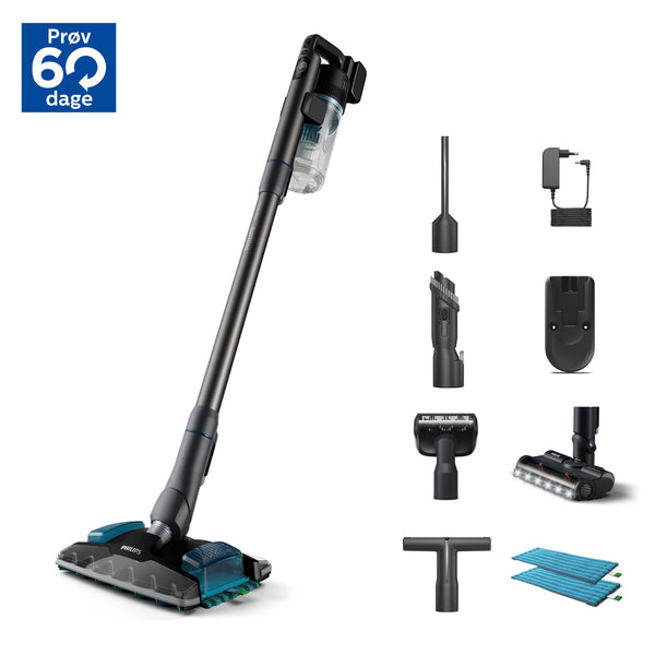Philips 8000 series XC8055/01 Gulvvasker Støvsuger Pind/håndholdt 0.6liter Turkisfarve, Sort