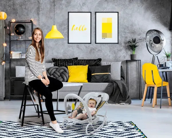 Skråstol/raste‑stol til baby med vippe og 2 hvilestillinger, gråsort – Asalvo