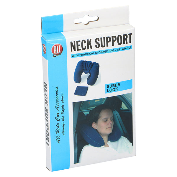 Oppustelig nakkepude i alcantara-look til rejse og bilkomfort - allride