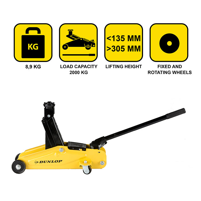 Værkstedsdonkraft 2 ton hydraulisk løftehøjde 135-305 mm - Dunlop