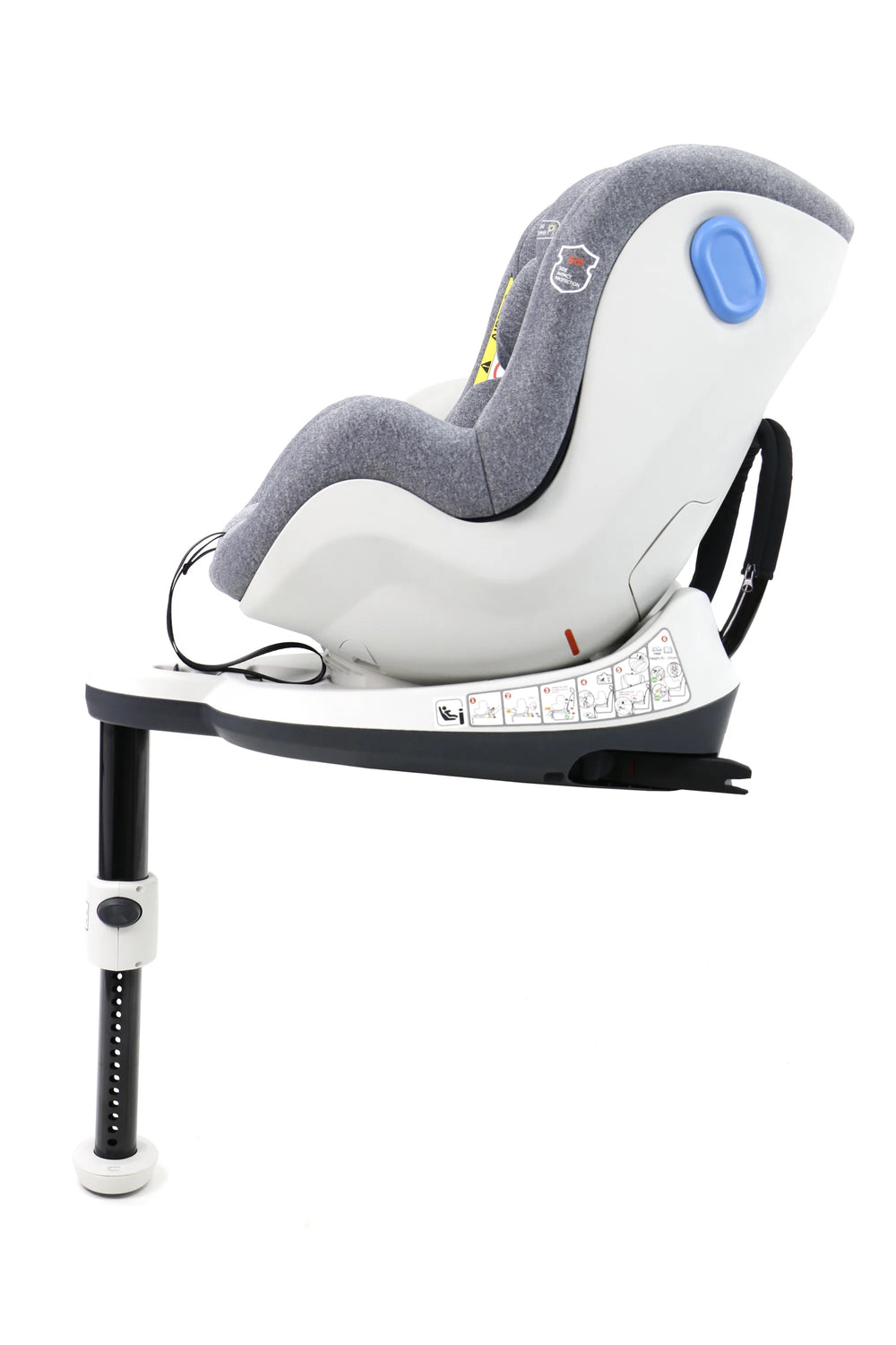 Autostol I‑Size 45–105 cm 0–18 kg 360° drejelig ISOFIX & støtteben, grå – Asalvo