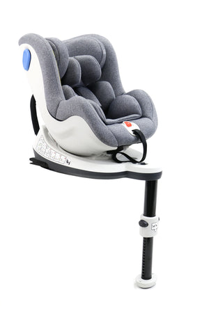 Autostol I‑Size 45–105 cm 0–18 kg 360° drejelig ISOFIX & støtteben, grå – Asalvo
