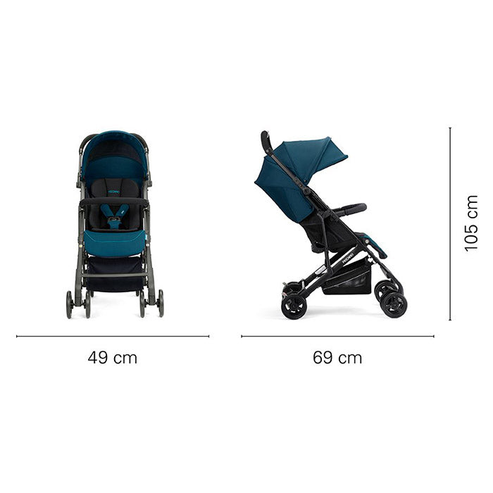 Klapvogn Easylife Elite 2, kompakt fold, justerbar ryg og fodstøtte - Recaro