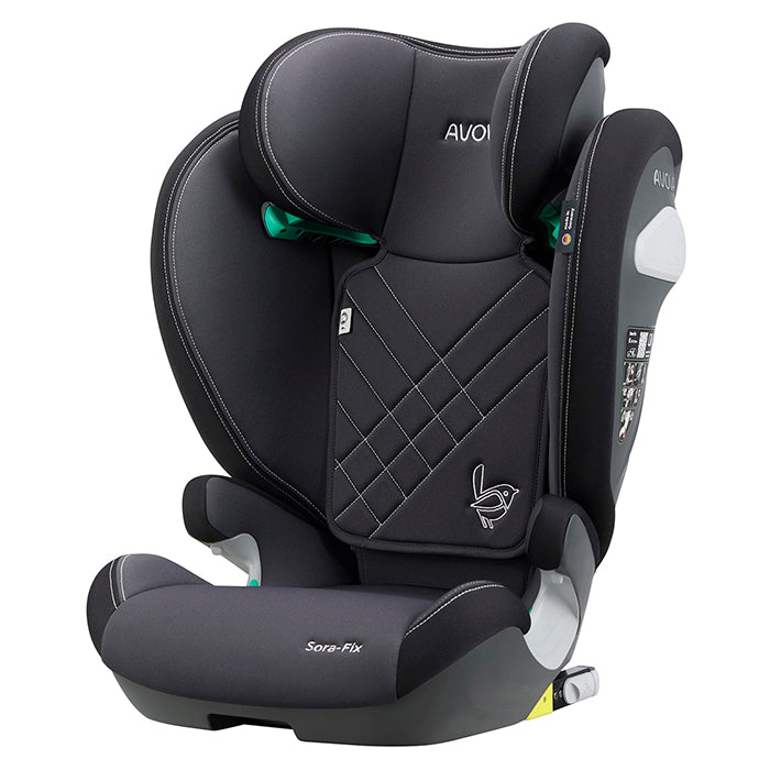 Autostol 100 - 150 cm Sora-Fix R129 ISOFIX, justerbar nakkestøtte, grå/sort - Avova