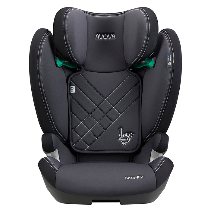 Autostol 100 - 150 cm Sora-Fix R129 ISOFIX, justerbar nakkestøtte, grå/sort - Avova