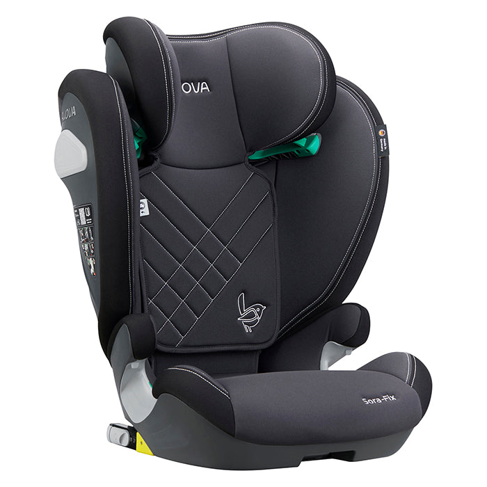 Autostol 100 - 150 cm Sora-Fix R129 ISOFIX, justerbar nakkestøtte, grå/sort - Avova