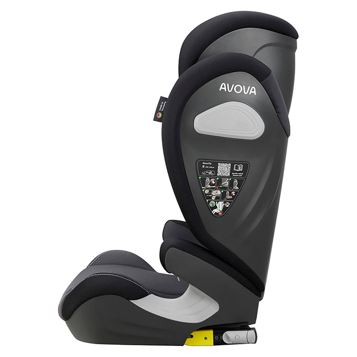 Autostol 100 - 150 cm Sora-Fix R129 ISOFIX, justerbar nakkestøtte, grå/sort - Avova