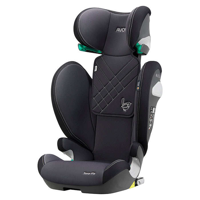Autostol 100 - 150 cm Sora-Fix R129 ISOFIX, justerbar nakkestøtte, grå/sort - Avova