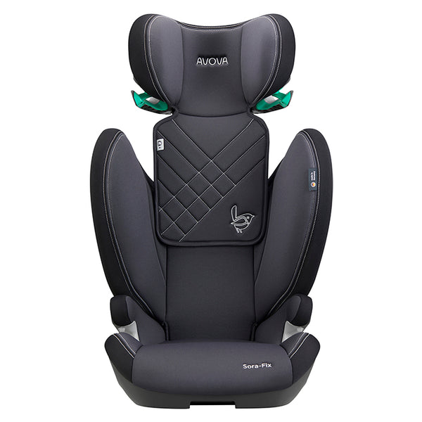 Autostol 100 - 150 cm Sora-Fix R129 ISOFIX, justerbar nakkestøtte, grå/sort - Avova