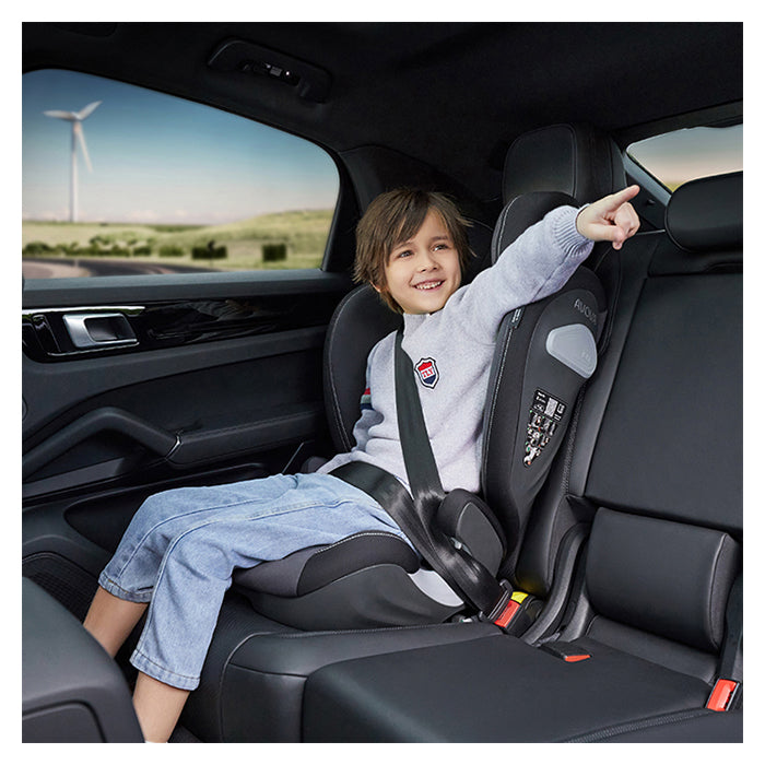 Autostol 100 - 150 cm Sora-Fix R129 ISOFIX, justerbar nakkestøtte, grå/sort - Avova