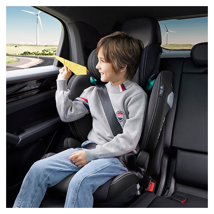 Autostol 100 - 150 cm Sora-Fix R129 ISOFIX, justerbar nakkestøtte, grå/sort - Avova