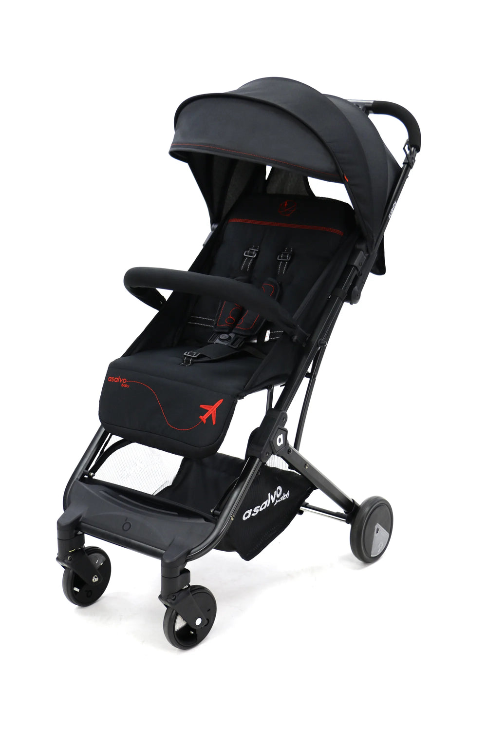 Klapvogn Flight Travel+ – Sort, rød – Asalvo