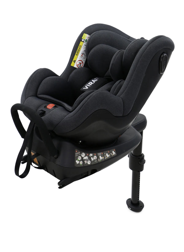 Autostol 0-18 kg I-Size 360° drejelig med ISOfix & støtteben, justerbar nakkestøtte – Asalvo