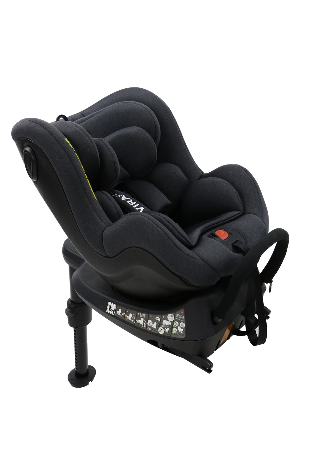 Autostol 0-18 kg I-Size 360° drejelig med ISOfix & støtteben, justerbar nakkestøtte – Asalvo