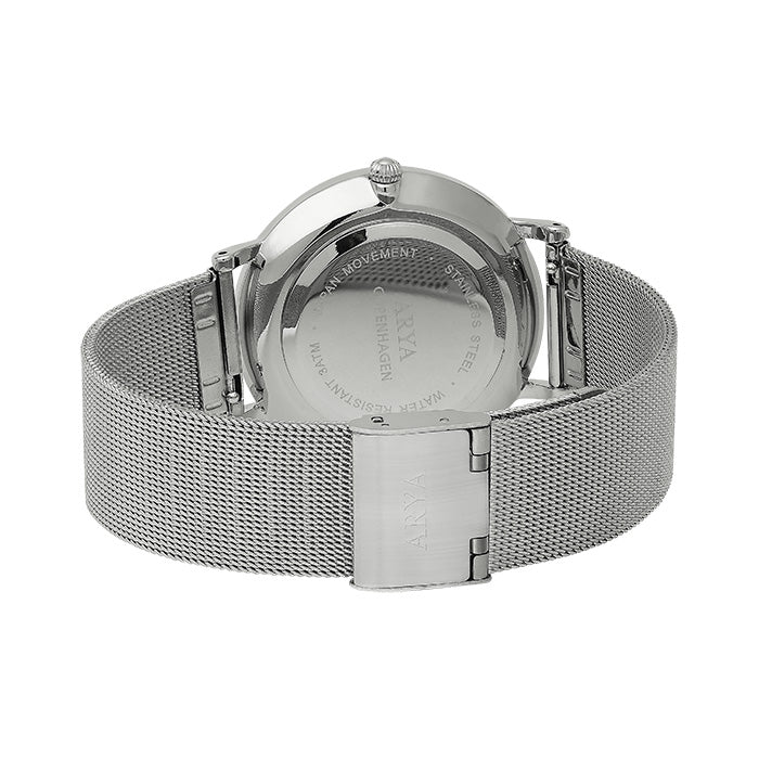 Dameur 36 mm, 3 ATM vandtæt, sølv mesh rem 20 mm - Arya Copenhagen
