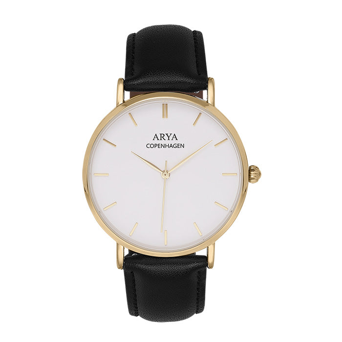 Herreur 40 mm Vandtæt 3ATM Sort Læder Miyota Urværk - Arya Copenhagen