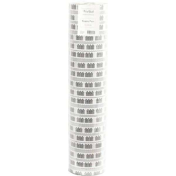 Gavepapir, badehus, B: 57 cm, 80 g, sort, hvid, 150 m/ 1 rl.
