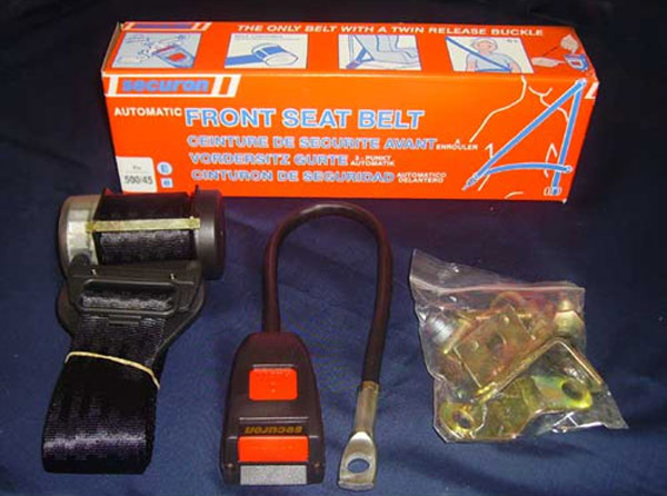 Rullesele 3-punkts 297+30 cm kabelarm til forsæde, E-mærket sikkerhed - SECURON