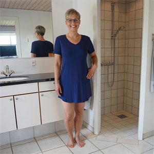Dame natkjole kort ærme - Mørke Blå