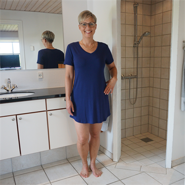 Dame natkjole kort ærme - Mørke Blå