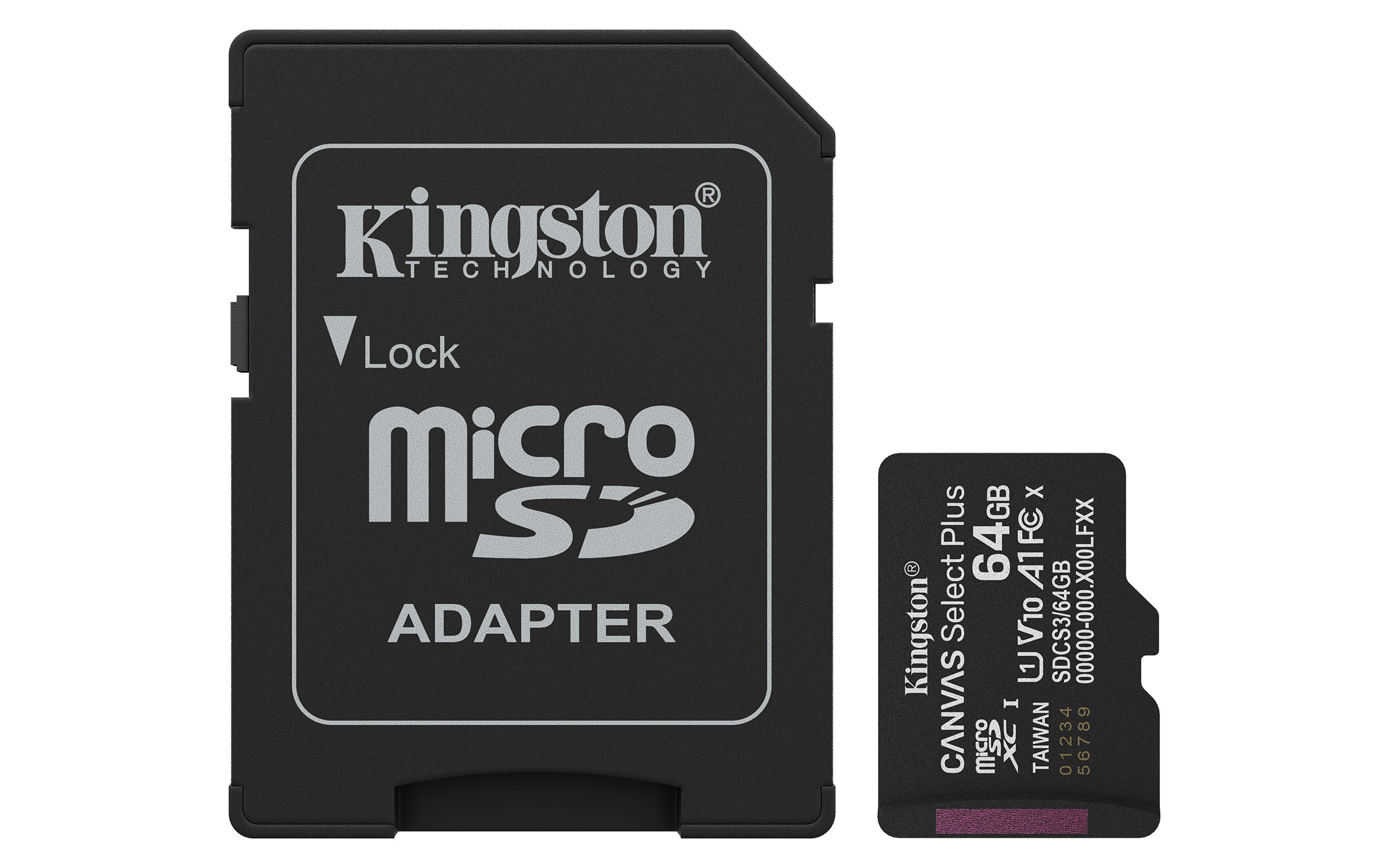 Kingston Technology 64 GB microSDXC Canvas Select Plus Gen3 100 MB/s A1-kort + adapter