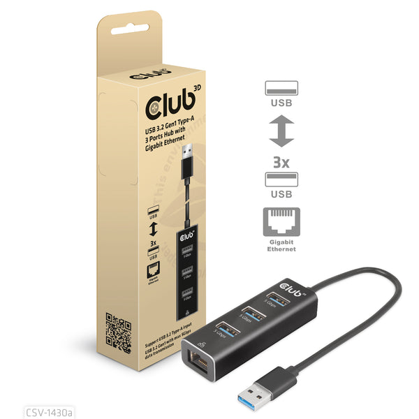 Club 3D CSV-1430A 4-in-1 USB-A Gen 1 Hub Sort