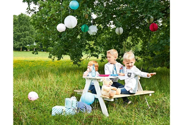 Pinolino Børne Havemøbel Sæt (4Pers.), Nicki/Hvid/Ubehandlet fyr