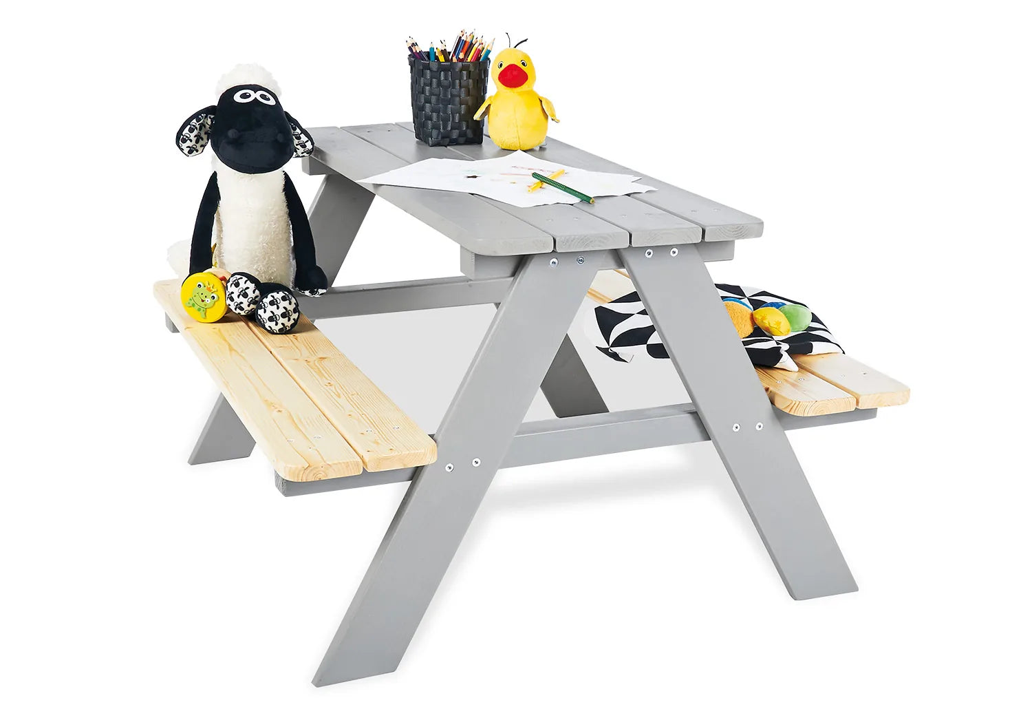 Pinolino Børne Havemøbel (4Pers.) – Nicki, Grå – Interiør og Børnemøbler - Inde og udemøbler til børn - Havemøbler