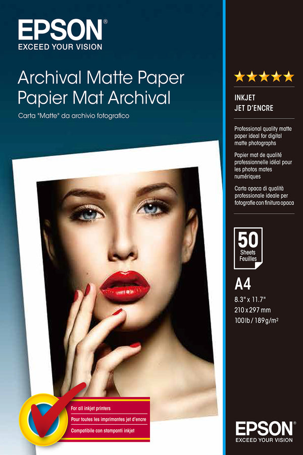 Epson Archival Matte Paper Papir A4 (210 x 297 mm) 50ark C13S041342