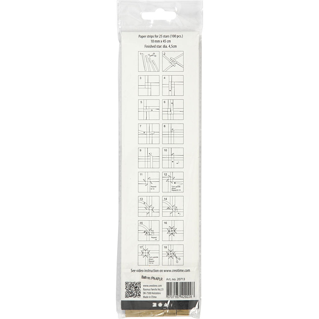 Stjernestrimler, L: 45 cm, B: 10 mm, diam. 4,5 cm, guld, 100 strimler/ 1 pk.