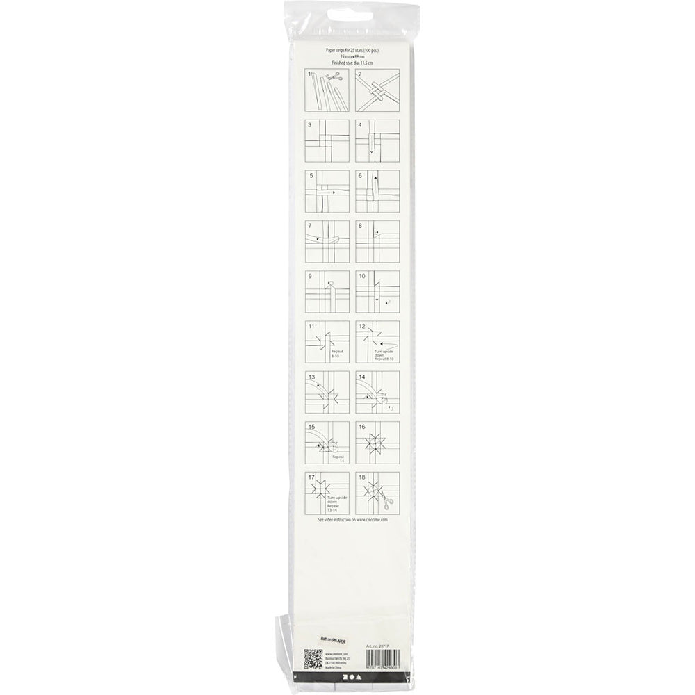 Stjernestrimler, L: 73 cm, B: 25 mm, diam. 11,5 cm, hvid, 100 strimler/ 1 pk.