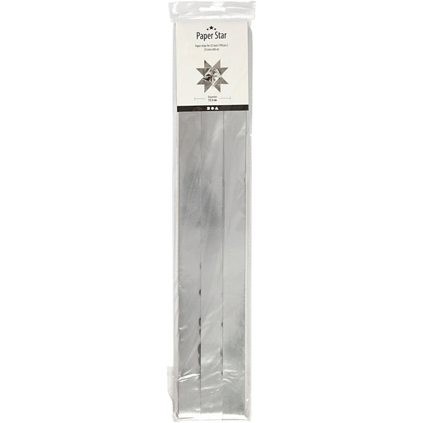 Stjernestrimler, L: 73 cm, diam. 11,5 cm, B: 25 mm, sølv, 100 strimler/ 1 pk.