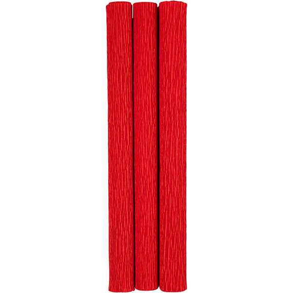 Crepepapir, ark 25x60 cm, Stræk/crepe: 180%, 105 g, rød, 3 ark/ 1 pk.
