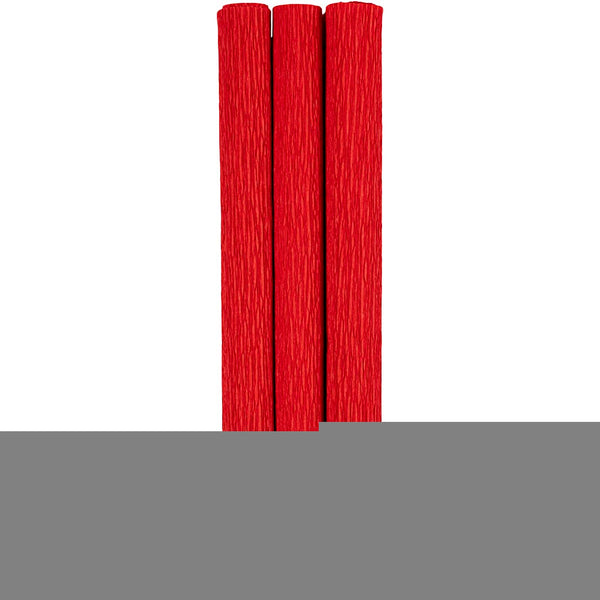 Crepepapir, ark 25x60 cm, Stræk/crepe: 180%, 105 g, rød, 3 ark/ 1 pk.