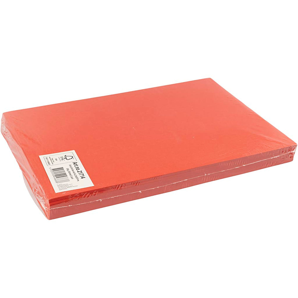 Karton, A4, ark 210x297 mm, 180 g, rød, 100 ark/ 1 pk.