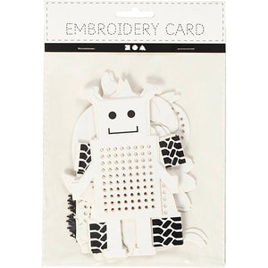 Broderifigurer, dyr/robotter, H: 8-13 cm, B: 8-13 cm, hvid, 6x3 stk./ 1 pk.