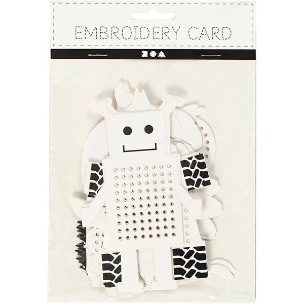 Broderifigurer, dyr/robotter, H: 8-13 cm, B: 8-13 cm, hvid, 6x3 stk./ 1 pk.