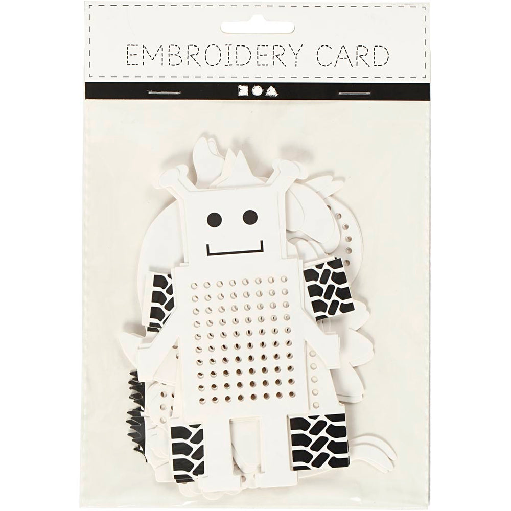Broderifigurer, dyr/robotter, H: 8-13 cm, B: 8-13 cm, hvid, 6x3 stk./ 1 pk.