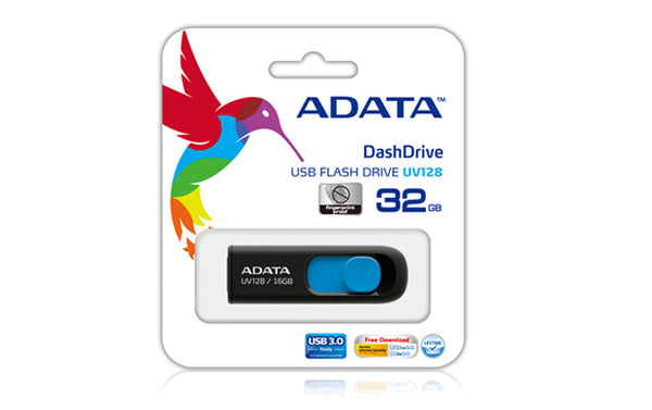 ADATA DashDrive UV128 128GB USB 3.0 USB stick Sort Blå