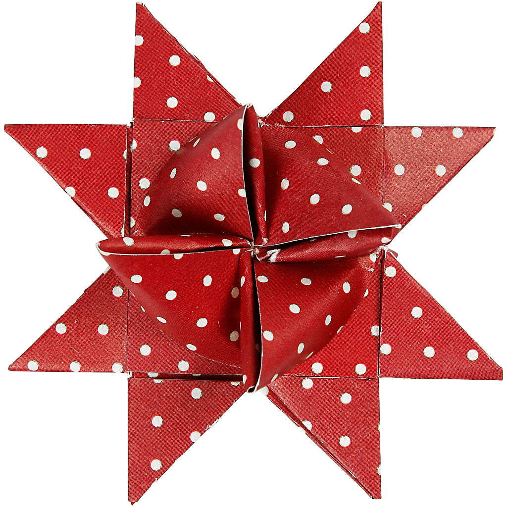 Stjernestrimler, L: 44+78 cm, B: 15+25 mm, diam. 6,5+11,5 cm, rød, hvid, 60 strimler/ 1 pk.