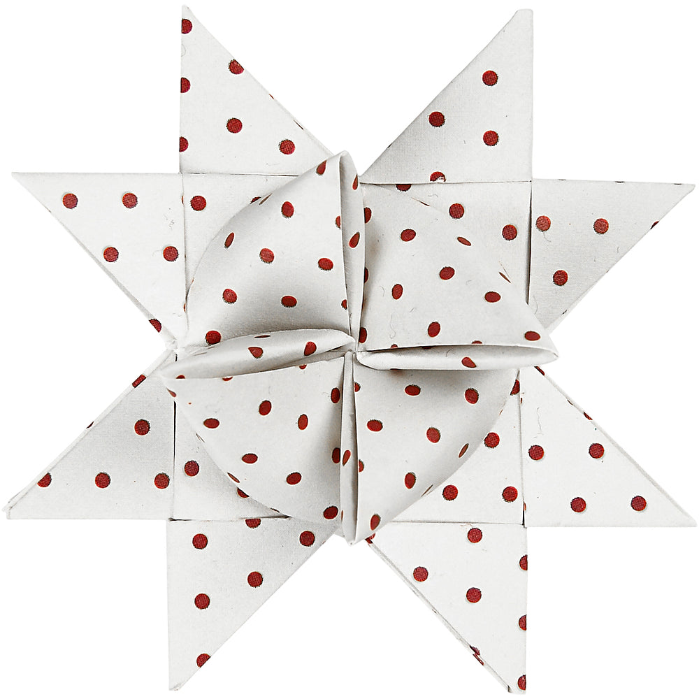 Stjernestrimler, L: 44+78 cm, B: 15+25 mm, diam. 6,5+11,5 cm, rød, hvid, 60 strimler/ 1 pk.