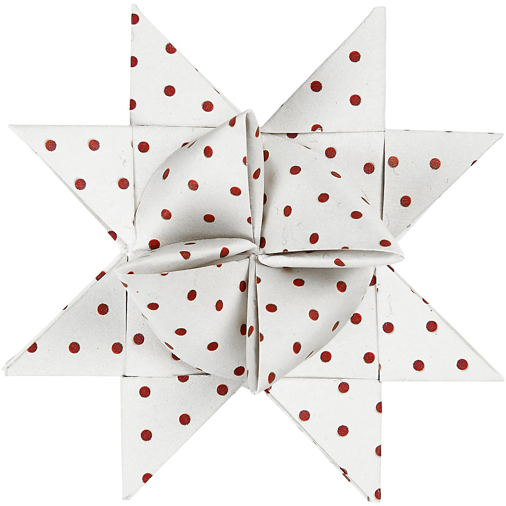 Stjernestrimler, L: 44+78 cm, B: 15+25 mm, diam. 6,5+11,5 cm, rød, hvid, 60 strimler/ 1 pk.