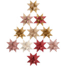 Stjernestrimler, L: 44+78 cm, B: 15+25 mm, diam. 6,5+11,5 cm, rød, hvid, 60 strimler/ 1 pk.