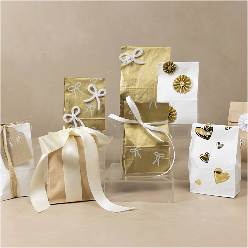 Papirposer, H: 22 cm, str. 6,5x9 cm, 46 g, hvid, 100 stk./ 1 pk.