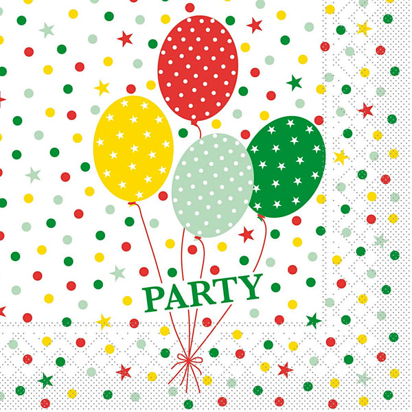 Servietter, ballonfest, str. 33x33 cm, 20 stk./ 1 pk.