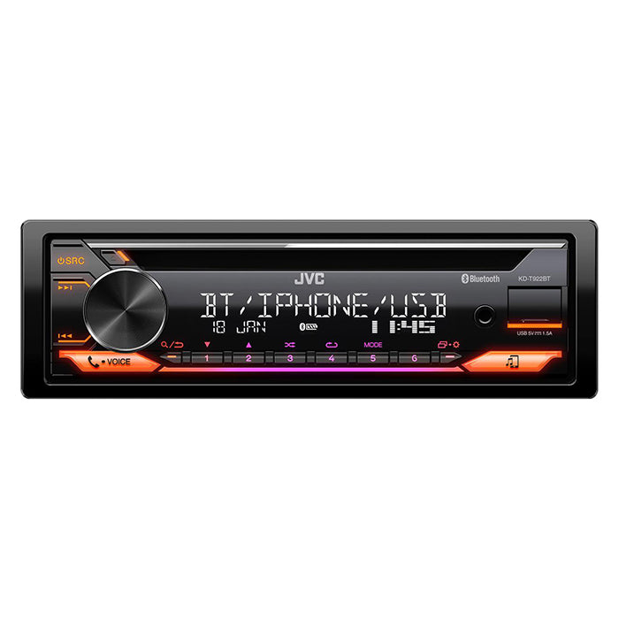Bilradio CD/RDS tuner med Bluetooth, Spotify, USB & 13-bånds EQ - JVC KD-T922BT, JVC