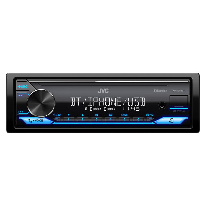 Bilradio 1-DIN med Bluetooth, RDS, USB & AUX, 100 mm dybde - JVC KD-X382BT