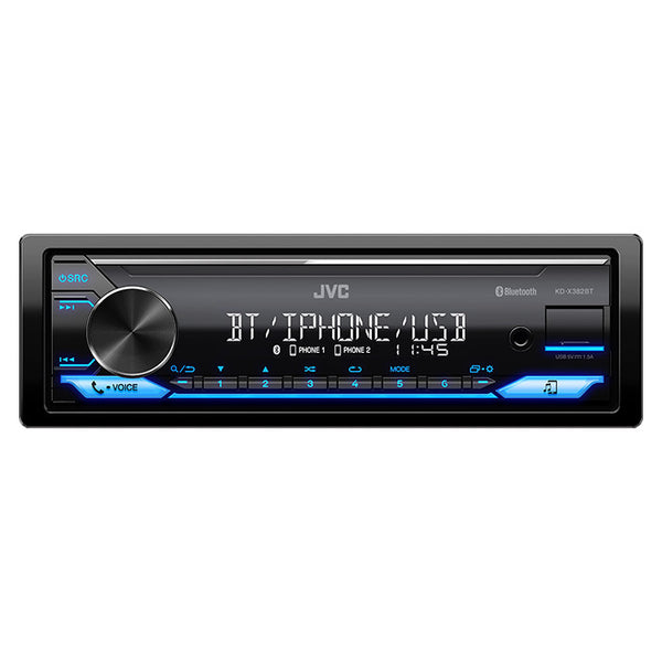 Bilradio 1-DIN med Bluetooth, RDS, USB & AUX, 100 mm dybde - JVC KD-X382BT